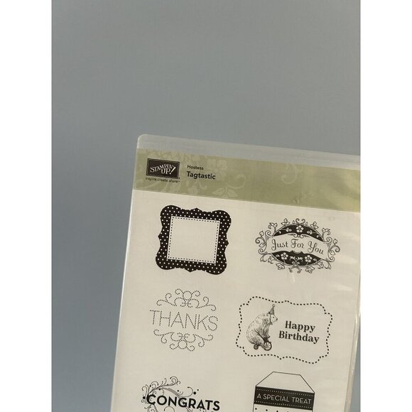 Stampin Up Tagtastic Rubber Hostess Stamp Set Birthday Thanks Congrats Border - Picture 2 of 9